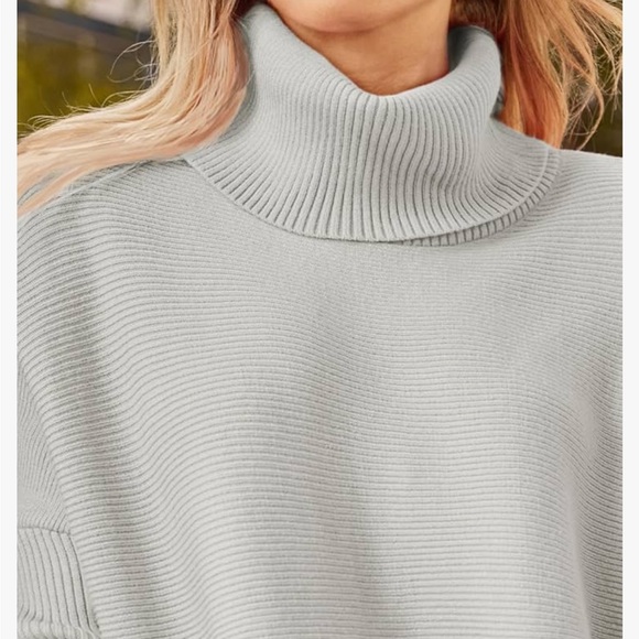 LILLUSORY Women's Turtleneck Oversized Sweaters - Silver - Picture 3 of 3
